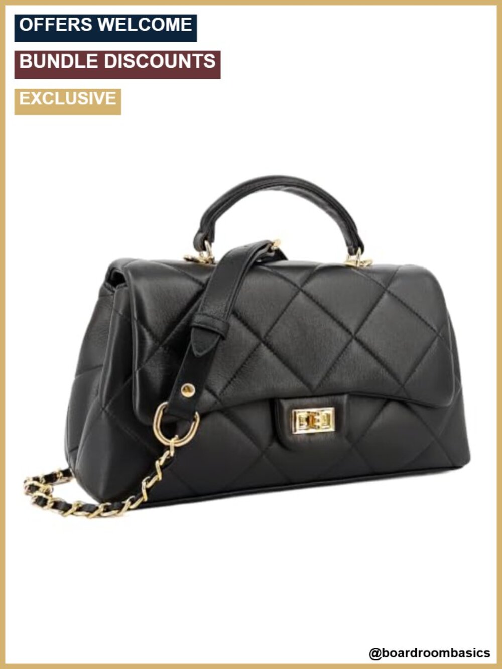 Quilted Leather Flap Convertible Top Handle Crossbody Bag